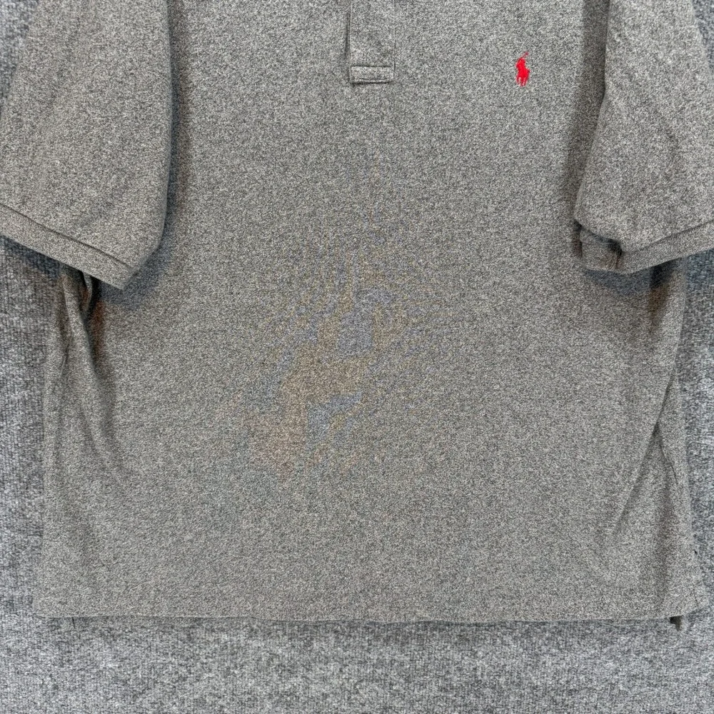 Polo Ralph Lauren Polo Shirt Mens 3XB Gray Red‎ Pony Classic Fit Pique Cotton